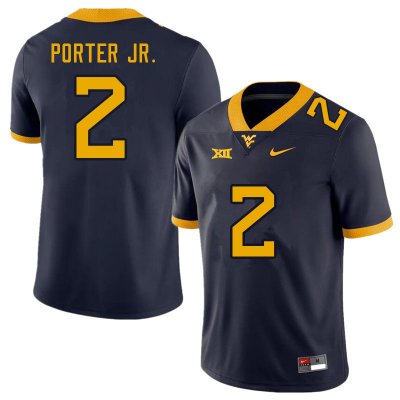 Men's West Virginia Mountaineers NCAA #2 Daryl Porter Jr. Navy Authentic Nike Stitched College Football Jersey VD15Q13LT